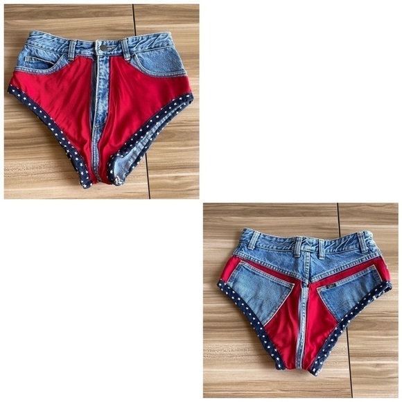 Vintage Guess Booty Jean Short Underwear Patriotic America - Picture 1 of 9